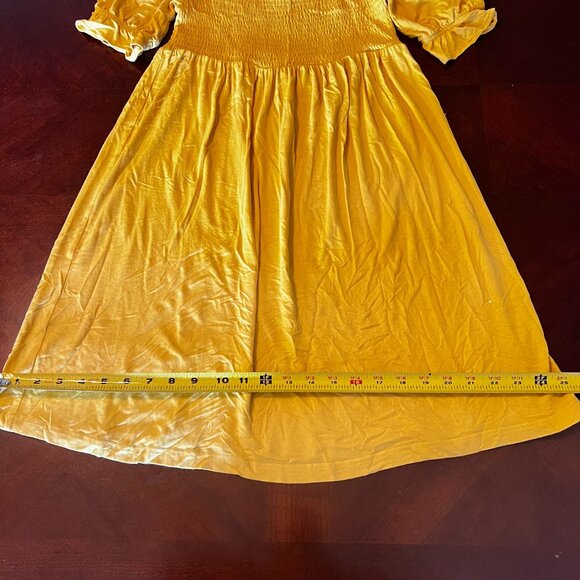 Lily & Lola Petite Yellow Off-Shoulder Midi Dress PL Rayon Spandex Blend - Picture 3 of 5